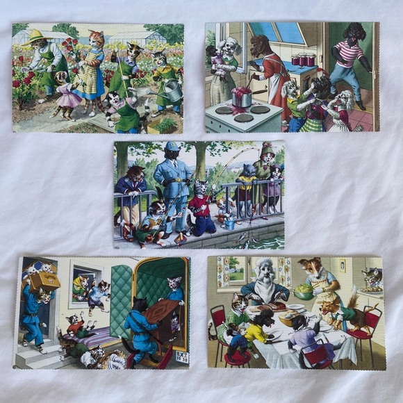 Vintage Postcards. Set of 5 Mainzer Cats/Dogs - Picture 2 of 12